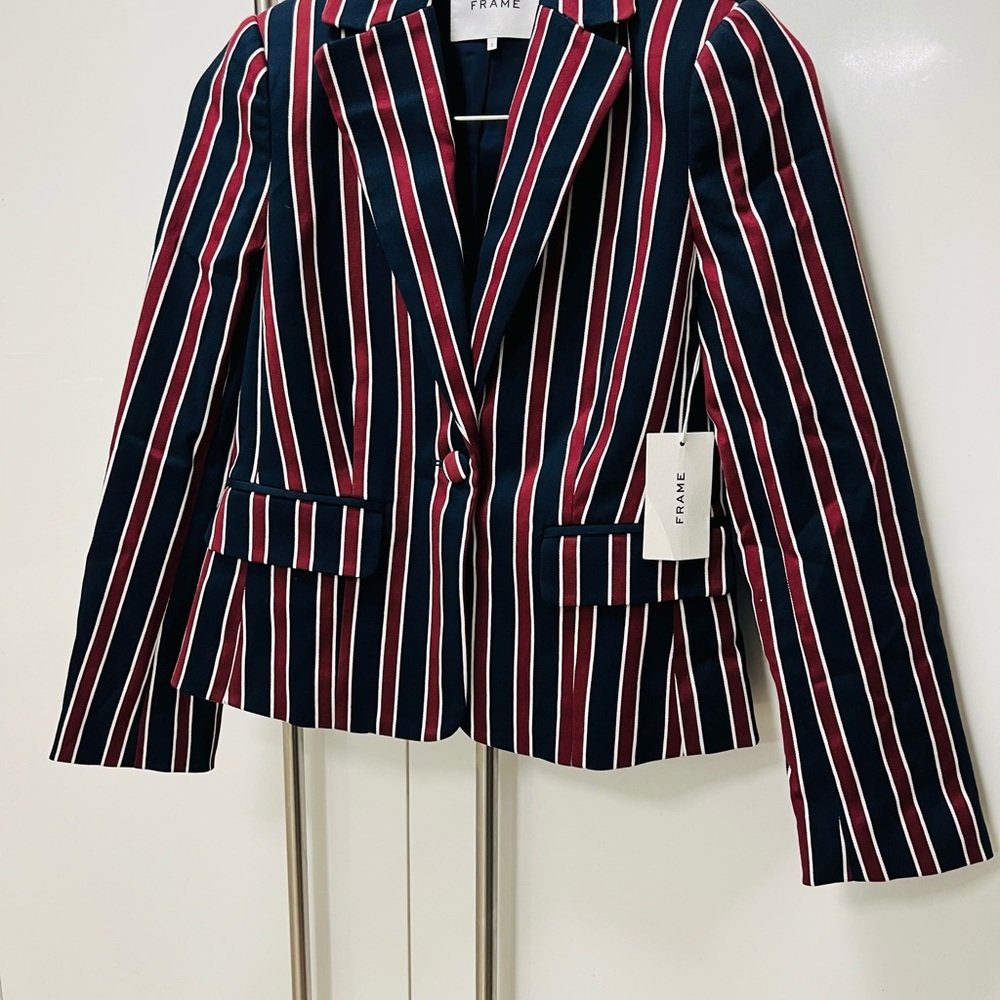 NWT Frame Denim Backstage Blazer in Navy Multi Size 2 - Picture 5 of 5